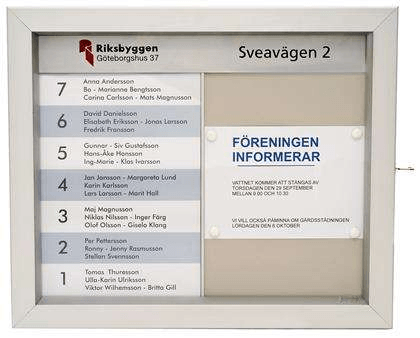 Fastighetsregister och Infotavla med glas, två A4 Papyrus