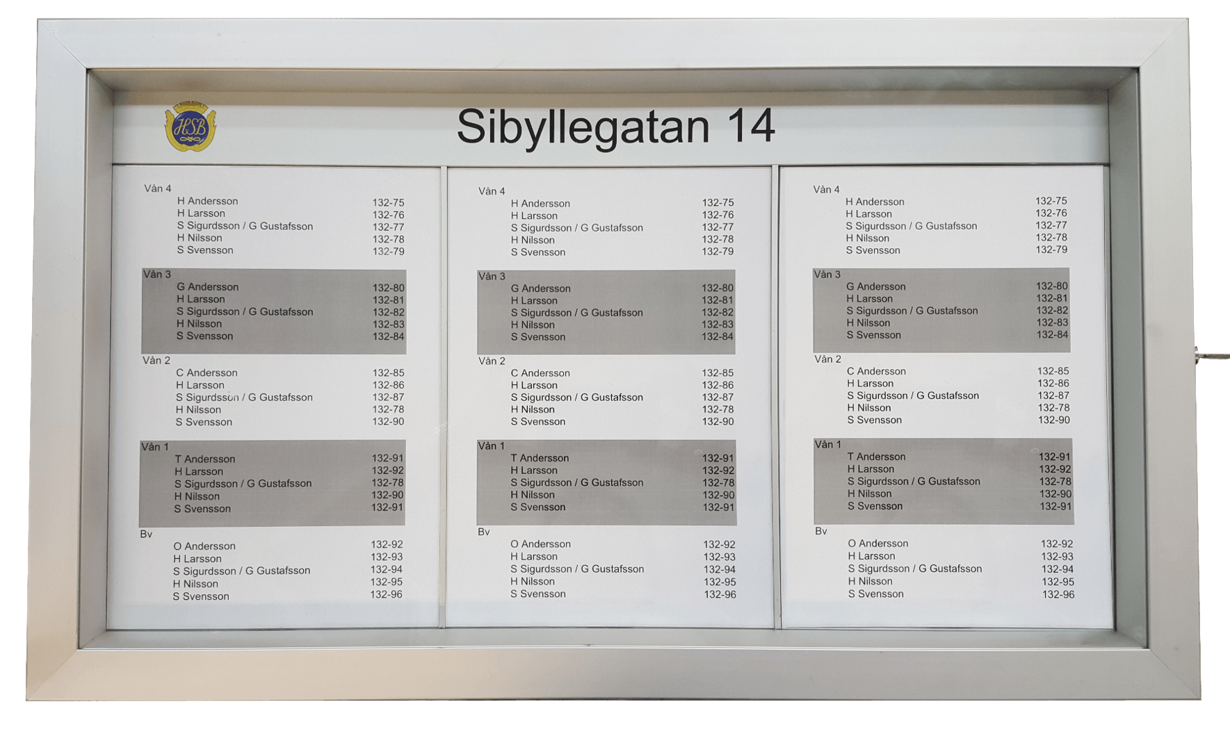 Fastighetsregister och Infotavla med glas, tre A4 Papyrus