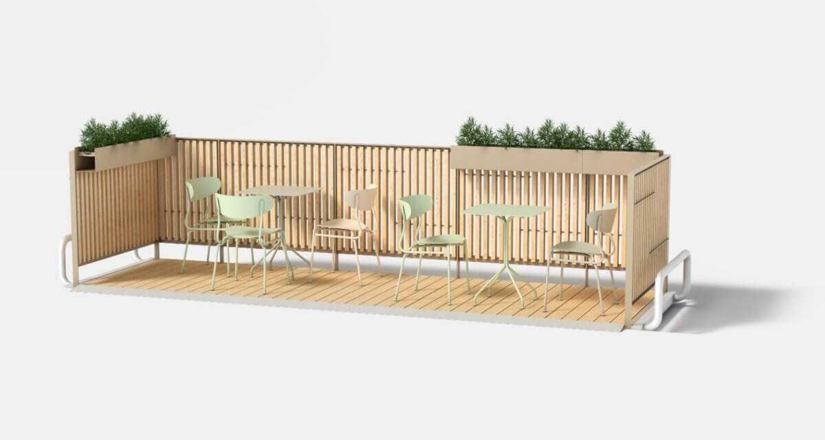 Parklet - terassiratkaisu mmcité Platform PLF101 - 108 - Lehtovuori