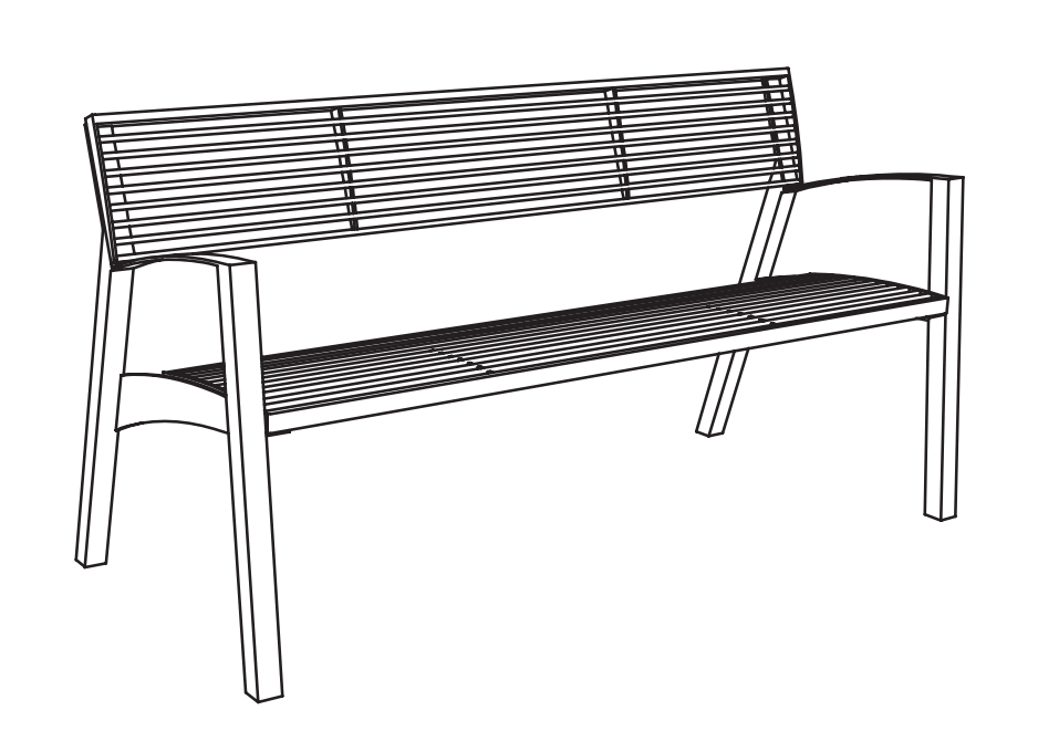 Puistonpenkki mmcité Vera LV255 LV255 - 002000 - ral1000 - Lehtovuori