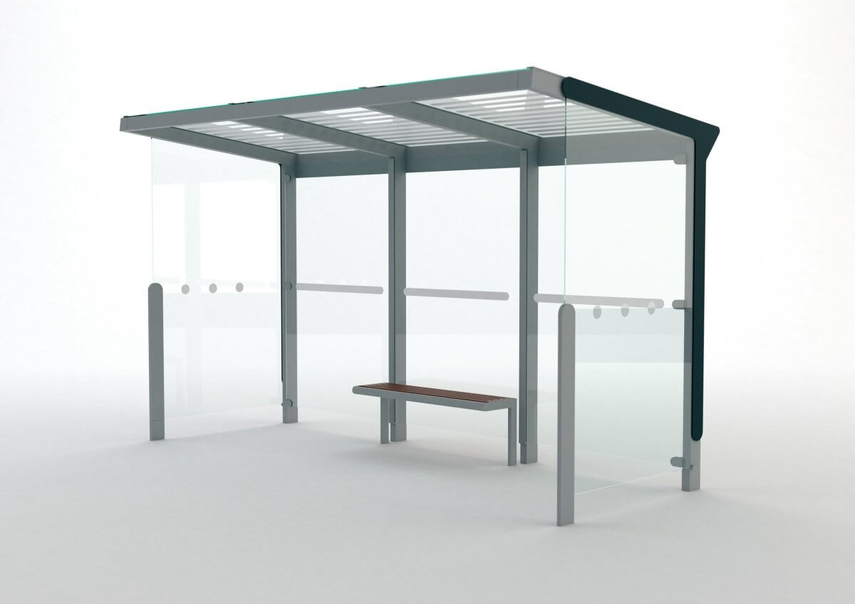 Pysäkkikatos mmcité Aureo AE310a - SS AE310a-SS-202500-ral1000 - Lehtovuori