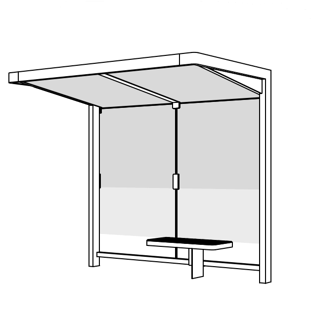Pysäkkikatos mmcité Nubo NUB200 - SS NUB200 - SS - 202500 - ral1000 - Lehtovuori
